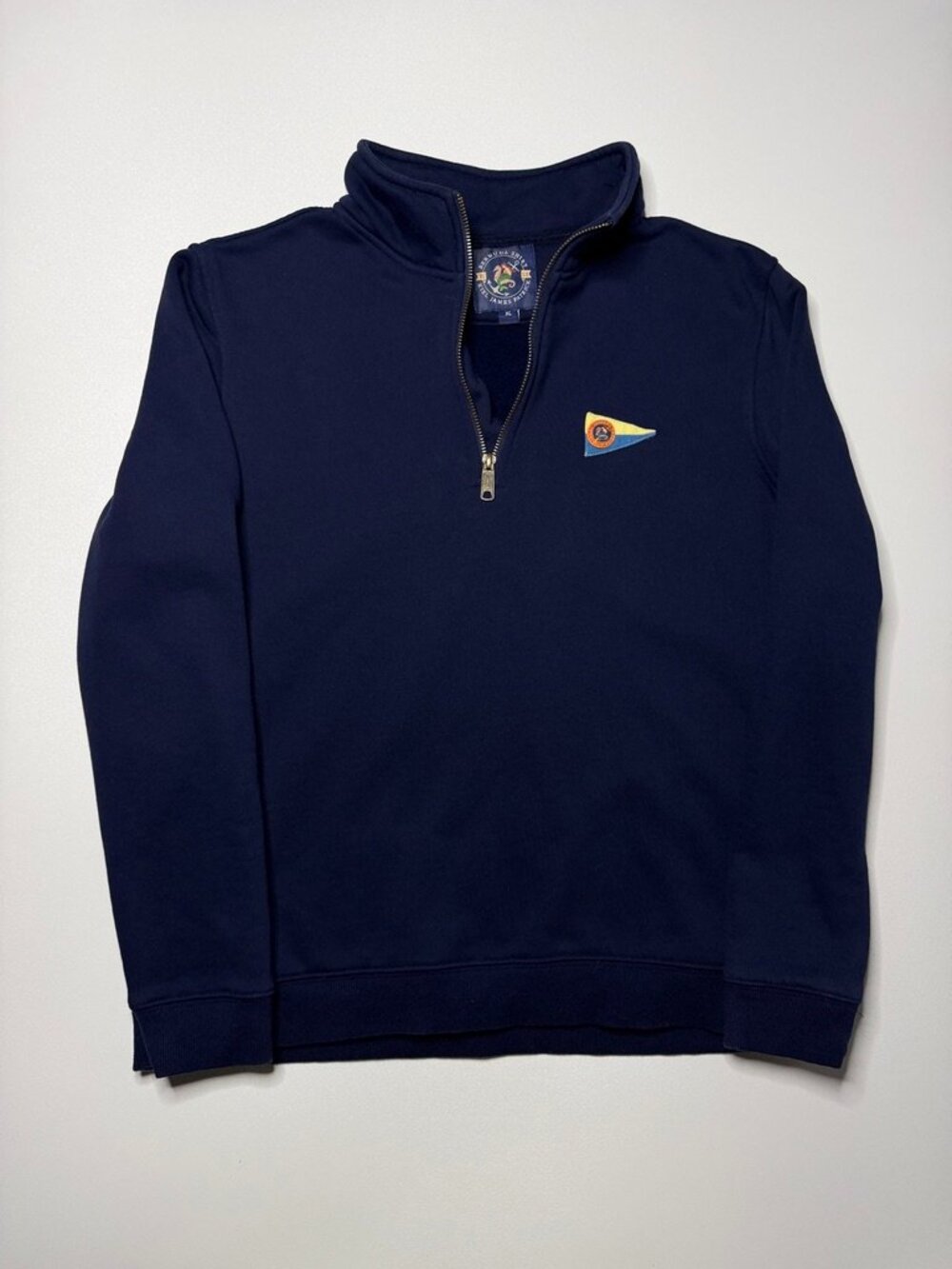 Kiel James Patrick Sweater Mens M Navy Bermuda Shirt Quarter Zip Pullover
